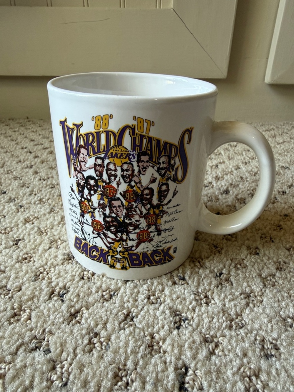 Vintage 1987-1988 Los Angeles Lakers "Back to Back" World Champions Coffee Mug